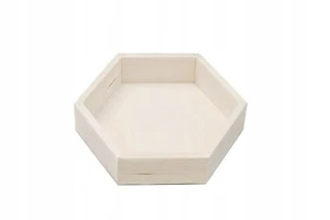 Handmade Geometric Beech Wood Hexagon Box - 19cm Decorative Open Storage Bowl - Picture 1 of 10