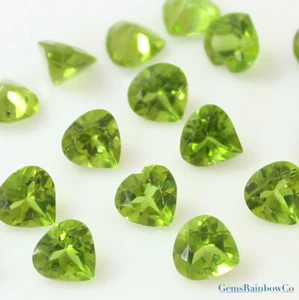 Natural Olive Green Peridot 6mm, 8mm 9mm Heart Faceted Loose gemstone AA Quality - Bild 1 von 8