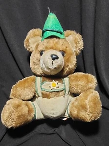 VTG Dakin Lederhosen Teddy Bear Stuffed Plush 1979 German Overalls 10" FREE SHIP - Picture 1 of 6