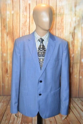 Hugo Boss Men Marzotto Super 110 Blue Wool Dual Vent Sports Coat Sz 44R - Image 1 of 4
