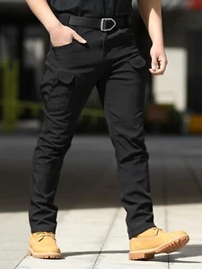 Men's Solid Color Multi-Pocket Tactical Cargo Pants Suitable for Hiking Street - Picture 1 of 8