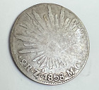 1858 Zs-MO Mexico 2 Reales silver, Cap & Rays, KM#374.12