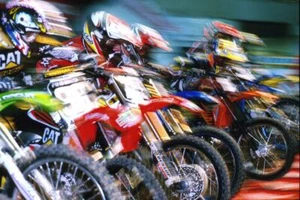 Motocross Racing in Action Photo Art Print Poster 24x36 inch - Picture 1 of 1