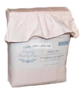 RACHEL ASHWELL SIMPLY SHABBY CHIC Pale Pink Ruffle FULL SHEET SET COTTON  - Picture 1 of 3