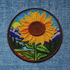 Parche Girasol Apliques Plancha Ropa Flor Silvestre Naturaleza Insignia Montaña  - Imagen 1 de 12