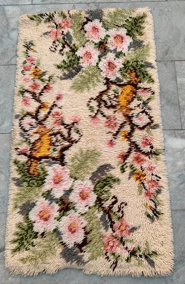 Alfombra Rya sueca vintage de 2x3 pies alfombra suave escandinava alfombra de lana para dormitorio alfombra mullida Foto 1 de 4