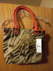 womens ann klein perfect tote purse tan shoulder bag orange areas of peeling  - Picture 1 of 15