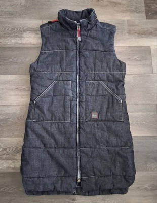 Abrigo Miss Sixty Azul Denim Oscuro Abullonado Cintura Sin Mangas Forrado de Vellón Talla Mediana Foto 1 de 4