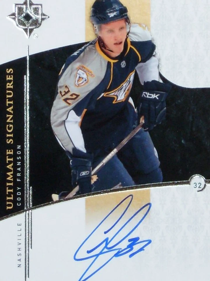 09-10 UPPER DECK ULTIMATE COLLECTION  -   CODY FRANSON  AUTO - Image 1 of 4