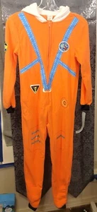 Cat & Jack-Youth Pyjama orange Kapuze 1-teilig Frontreißverschluss Astronaut Weltraum - Bild 1 von 5