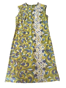 Vintage Parkshire Original Dress Mod 60s 70s Green Floral Size Med Lining Boho - Picture 1 of 17