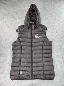 Spyder Puffer Vest Womens Large Black Sleeveless Hooded Pockets Supreme - Picture 1 of 15