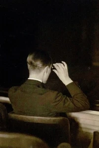 Man Sitting in Theater Balcony Opera Glasses 1920s gay man's collection 4x6 - Picture 1 of 1