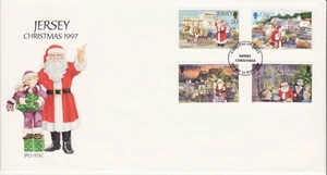 GB Stamps First Day Cover Jersey Xmas / Christmas, Santa, reindeer, gift 1997 - Picture 1 of 1