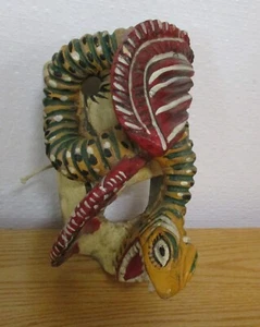 Vintage Guerrero Mexican Wood Snake FOLK ART Mask - Picture 1 of 5
