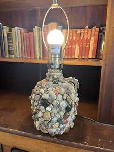 Vintage Folk Art Jug Lamp With Stones Electric Pottery - Picture 1 of 5