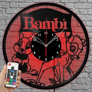 LED Vinyl Clock Bambi Light Vinyl Record Wall Clock Home Decor 1029 - Picture 1 of 11