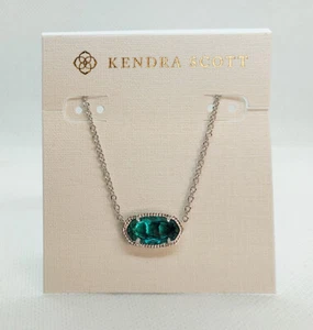 New Kendra Scott Elisa Silver Pendant Necklace In London Blue - Picture 1 of 4