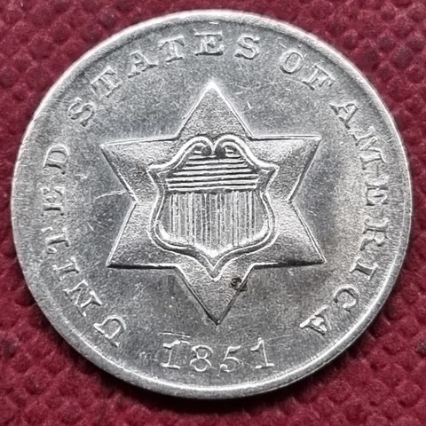 1851 Three Cent Silver Trime 3c High Grade BU #56050 Cover