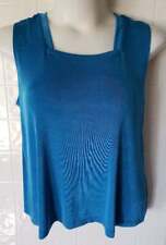 Citinknits Womens 1X Solid Teal Blue Pullover Sleeveless Top Excellent USA Made