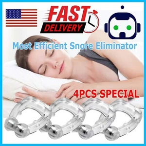 4x Silicone Magnetic Anti Snore Stop Snoring Nose Clip Sleeping Aid Apnea Guard - Picture 1 of 4