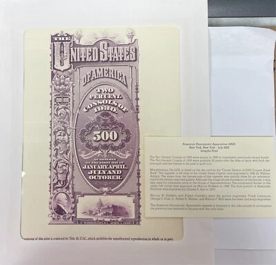 2002 (ANA) - Souvenir card - $500 Coupon -USSK0024 - Image 1 of 2