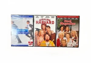 DVD Set of 3, Steel Magnolias NEW Catch me if you can New & Stealing Harvard - Picture 1 of 13