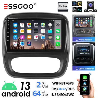 Android 13 64G CarPlay Autoradio GPS Navi RDS Kam Für Opel Vivaro B Fiat Talento - Bild 1 von 4