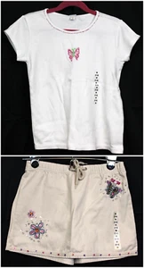 GAP Girls 2 Pc Beaded Butterfly Shirt Skort 7 8 M White Beige NWT Summer Beach - Picture 1 of 12
