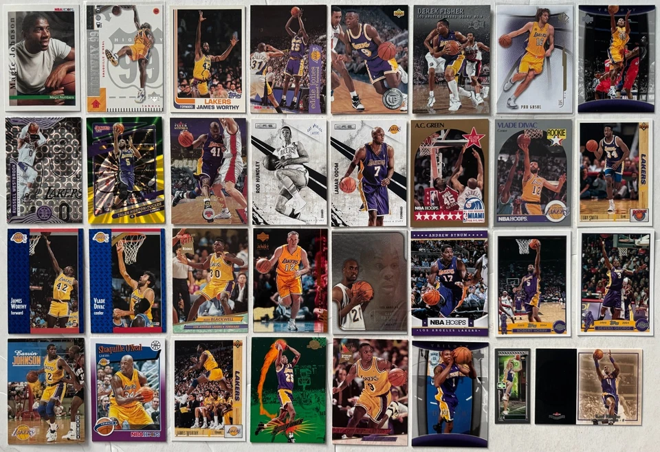 Lote de 32 tarjetas de baloncesto de la NBA de Los Angeles Lakers 1990-2022 dignas de Shaq Magic Foto 1 de 4