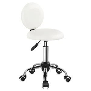 Mini Sgabello Rotondo con Schienale Altezza Regolabile Sgabello su Ruote per Spa... - Foto 1 di 7