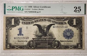 1899 $1 Silver Certificate Black Eagle ☆ STAR NOTE ☆ PMG 25 Fr#233*  - Picture 1 of 2