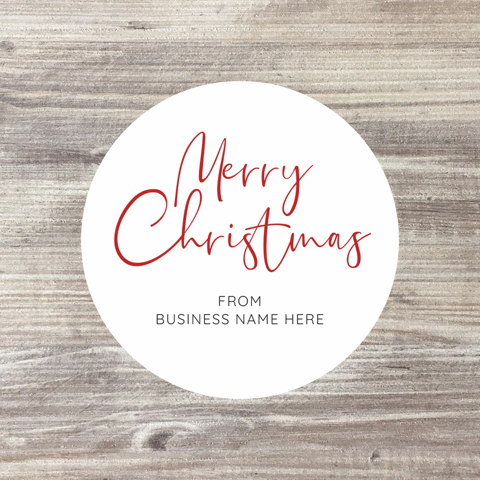 HOMEMADE 48 x PERSONALISED CHRISTMAS STICKERS NAME LABELS GIFT TAG PRESENTS BUSINESS RED