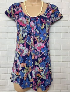 FAT FACE 6/XXS Vgc Purple Floral Longline Jersey Tunic Top - Picture 1 of 12