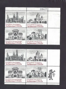 Set of 2 US Stamp Plate Block 4 Scott#1838-41 15c 1980 P#39417/UR + Zip Code VF - Picture 1 of 2
