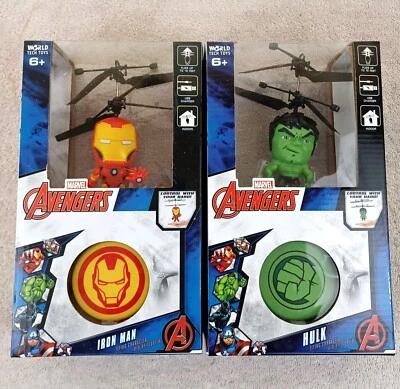 NIB Marvel Avengers Flying Iron Man Hulk Remote Control UFO Helicopter Character - Image 1 of 4