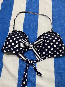 Xhilaration Blue Navy and White Polka Dot Bikini- TOP - Picture 1 of 5