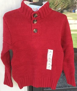 Boys Cat & Jack XS 4-5 Red Cable Knit Pullover Sweater $20 New N - Picture 1 of 6
