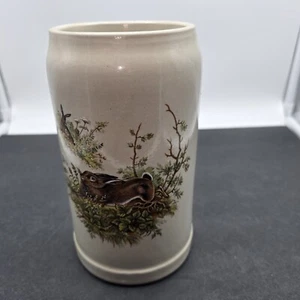 Vintage German Stoneware Beer Mug Tankard Stein Hare Rabbit Werner Corzelius 1L - Picture 1 of 9