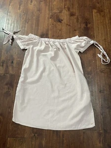 GUESS Womens Simple  Pink A-line Off Shoulder Linen Dress Size: Medium - Picture 1 of 7