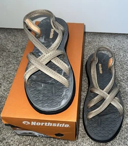 Sandalia para mujer Northside Mink Mori deslizable talla 10 parte inferior gris parte superior bronce - Imagen 1 de 8