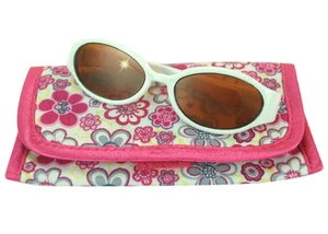 Gafas de sol de plástico blanco con estuche con estampado de flores se adaptan a muñecas American Girl de 18 pulgadas - Imagen 1 de 6