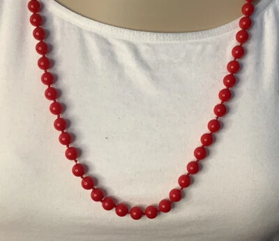 Collar Napier Rojo Plástico Lucite Cuentas Acabado Tono Dorado 453 Foto 1 de 4