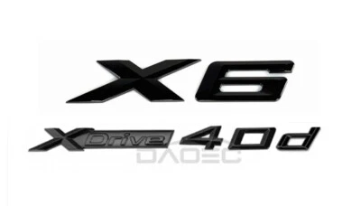 Gloss Black For bmw X6 Series Emblem X6+XDrive40d Number Letter Rear Trunk Badge - Изображение 1 из 4