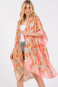Do Everything in Love Sommer-Kimono zweifarbig Borte abstraktes Muster seidiges Gefühl - Bild 1 von 35