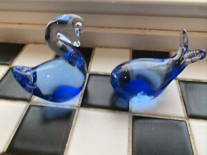Blue Glass Swan and Whale No Cracks No damages