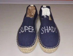 Aerie Navy Canvas Espadrilles Slip-On Flats Super Shady 100% Cotton Size 8 NWOT - Picture 1 of 9