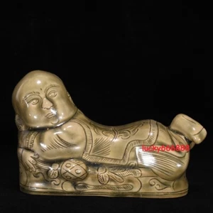 7.6" china old classic song dynasty yue kiln porcelain flower pattern boy pillow - Picture 1 of 9