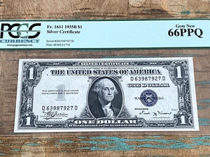 $1 1935B 1611 DD Block Silver Certificate PCGS 66PPQ - GEM + - Picture 1 of 2