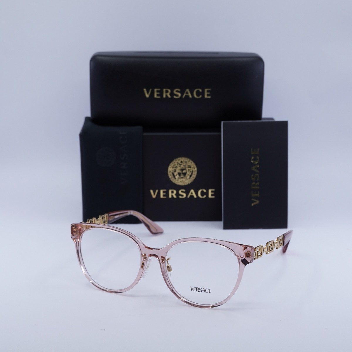 Versace VE3302D 5322 Transparent Pink 54mm Eyeglasses New 